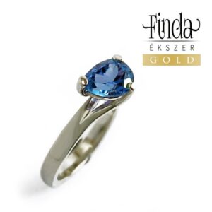 Tengerszem arany gyűrű kék topázzal