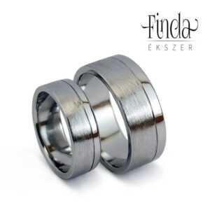Elegáns nemesacél karikagyűrűpár szálcsiszolt felülettel