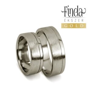 Elegáns fehér arany karikagyűrűpár szálcsiszolt felülettel