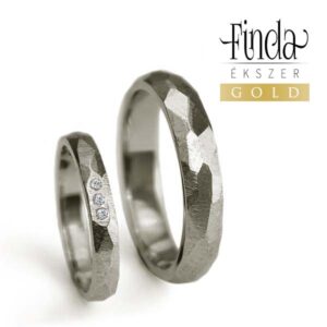 Paleo fehér arany karikagyűrű gyémántokkal