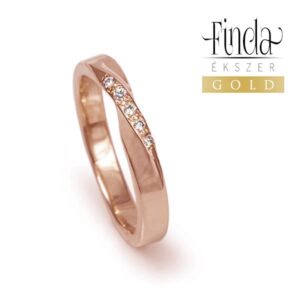 Twist möbius szalag csavart rozé arany gyűrű öt gyémánttal