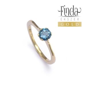 Szoliter sárga arany gyűrű kék topázzal