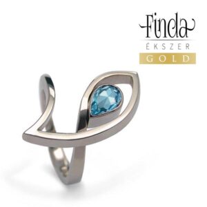 Azulina fehér arany női gyűrű kék topázzal
