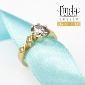 Queen arany gyémánt gyűrű fehér zafírral