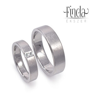 Rustic nemesacél karikagyűrűpár 2 db gyémánttal egy sorban