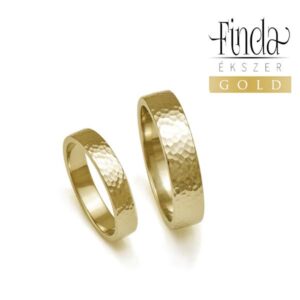Mirror sárga arany kovácsolt karikagyűrűpár